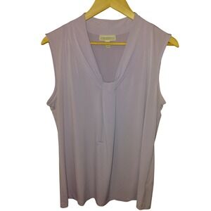 Dana Buchman Lavender Purple Sleeveless Draped V-Neck Blouse XL Womens Top